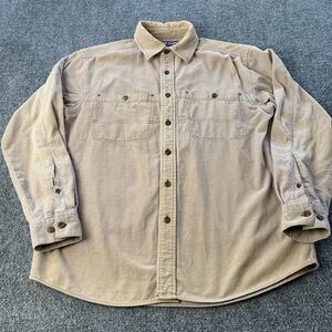 Reel Legends Corduroy Shirt Mens Medium Brown Button Up Casual Long Sleeve